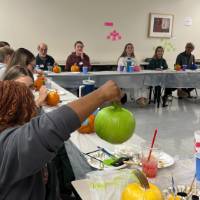 pumpkin in green paint